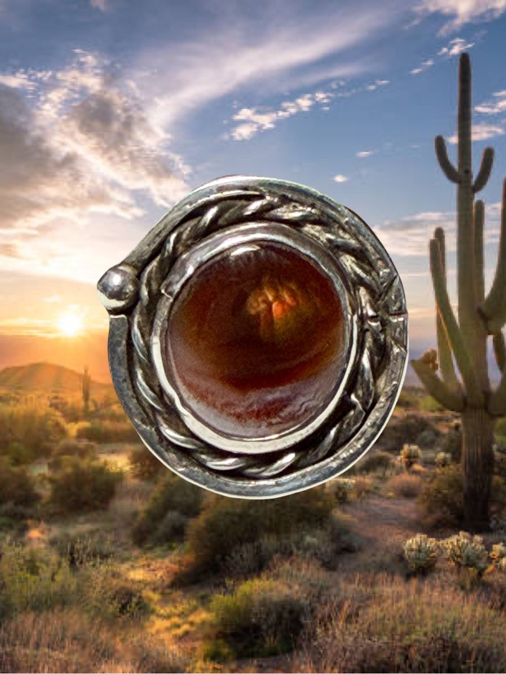 Sterling Silver Fire Agate Ring Size 6